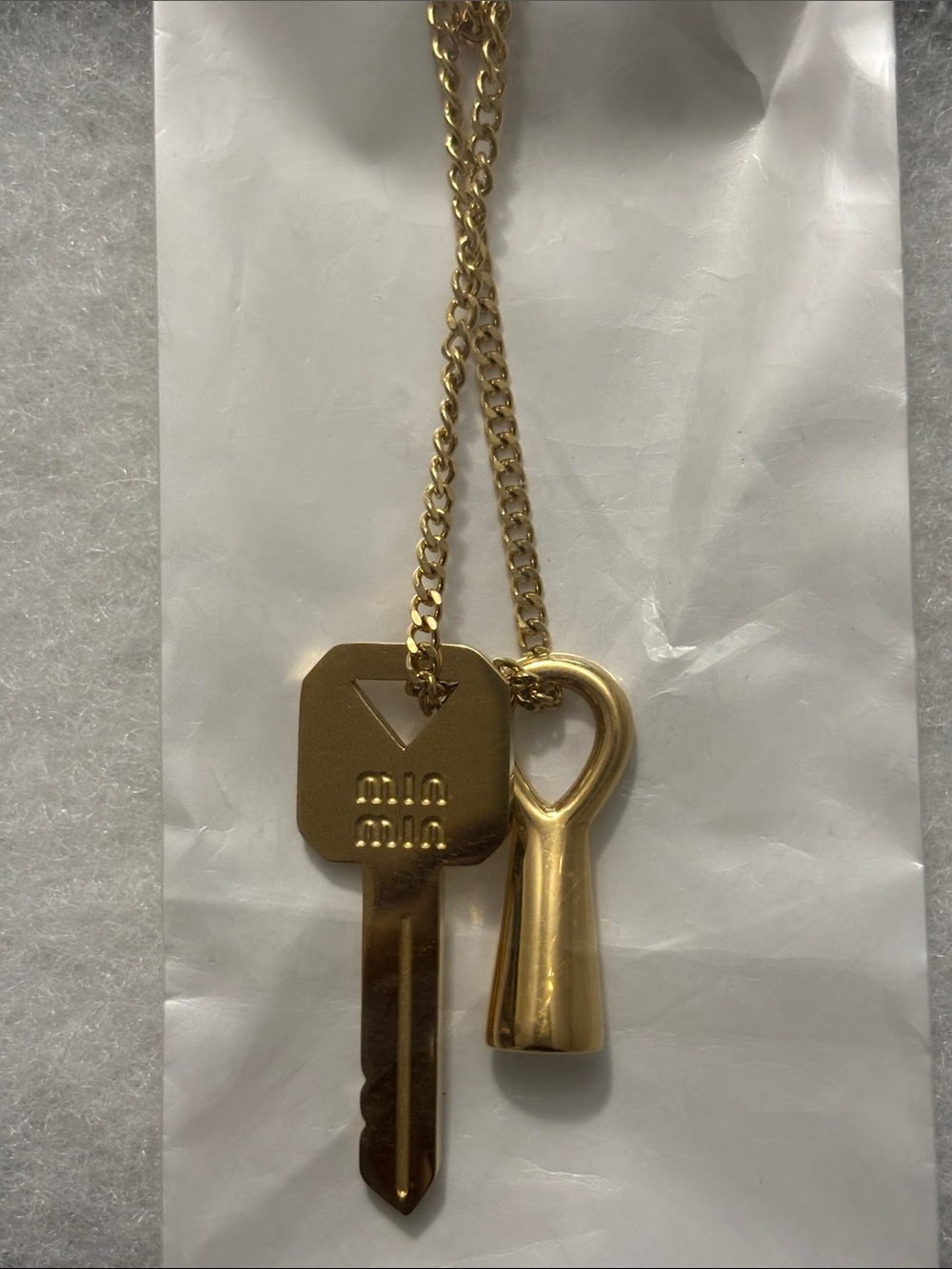 Miu Miu Inspired Gold Key Pendant Necklace